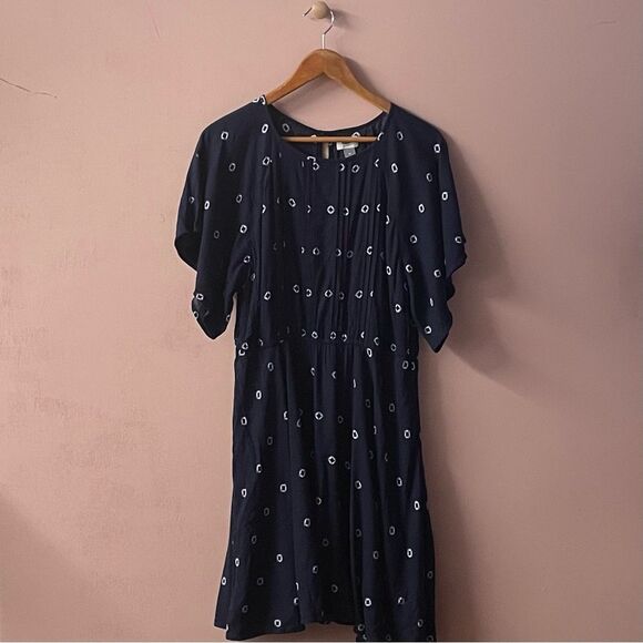 Old Navy Dark Navy Blue & White Patterned Dress Size M EUC - Picture 1 of 10